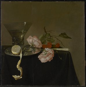 Bodegón con vaso de bebida, frutas y rosas, c.1632-34 de Jan Davidsz de Heem