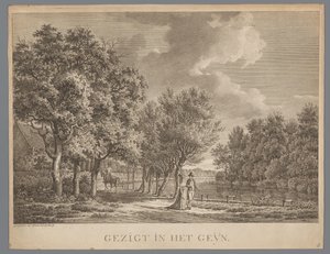Paisaje con una pareja caminando por la orilla del río Gein
Vista del Gein (título en el objeto)