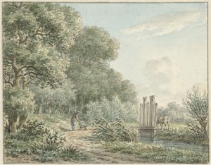 Caminante en la carretera de Amstelveen de Jan Evert Grave