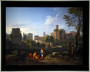Conjunto de cuatro Cappricio; (4) Arcos de Constantino y Tito Torre del Campidoglio, Templo de Venus y la Torre del Reloj de Santa Francesca Ronana (lienzo) de Jan Frans van (1662 1749) Bloemen