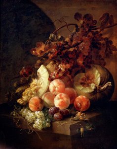 Naturaleza muerta con duraznos, finales del siglo XVII o principios del siglo XVIII de Jan Frans van Son