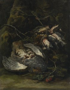 Una perdiz y aves de caza menor de Jan Fyt