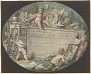 Diseño de un billete de entrada para el Gabinete Nacional de Arte en Huis ten Bosch de Jan Gerard Waldorp (possibly)
