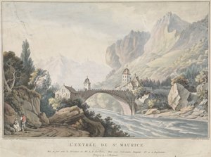 Vista del puente de Saint Maurice en Suiza L