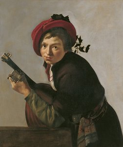 Joven tocando un tiorba de Jan Gerritsz van Bronckhorst