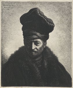 Busto de hombre con gorro de piel Tronies después de Rembrandt (título de la serie)