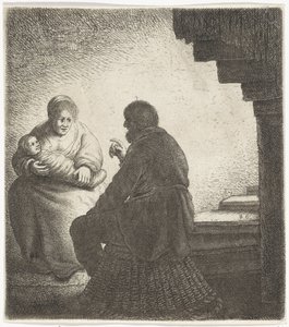 Familia sentada junto a una escalera de caracol de Jan Gillisz. van Vliet