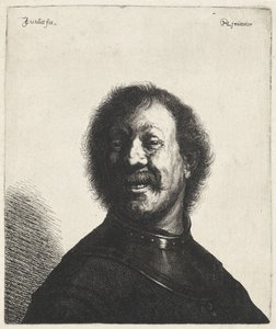 Hombre sonriente con pieza de cuello Tronies después de Rembrandt (título de la serie)