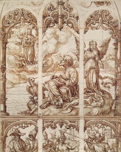 San Juan Evangelista recibiendo sus visiones en la isla de Patmos de Jan Gossaert