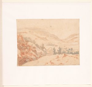 Paisaje de colinas con vista a un pueblo de Jan Griffier (I)