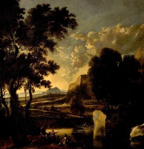 Paisaje con figuras en primer plano de Jan Hackaert