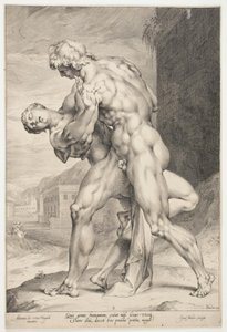 Un romano secuestrando a una mujer sabina de Jan Harmensz. Muller