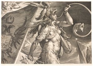 Bellona ayudando al ejército del emperador en una victoria sobre los turcos de Jan Harmensz. Muller