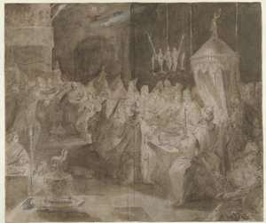La comida de los invitados de Belshazzar de Jan Harmensz. Muller