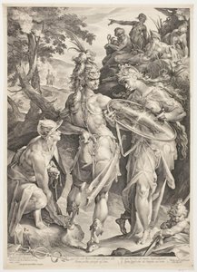 Minerva y Mercurio armando a Perseo para su encuentro con Medusa de Jan Harmensz. Muller