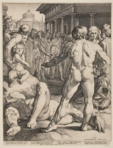 La lucha entre Ulises e Iro de Jan Harmensz. Muller