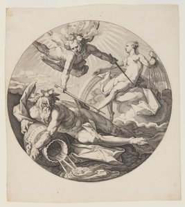 El segundo día, lámina 3, de La creación del mundo de Jan Harmensz. Muller