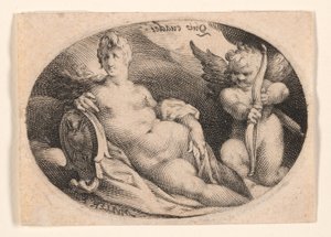 Venus y Cupido en las nubes
