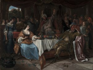 Ester, Asuero y Amán, c.1668 de Jan Havicksz. Steen