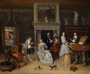 Interior Fantasía con Jan Steen y la Familia de Gerrit Schouten