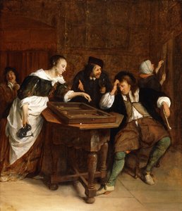 Gentiles jugando al backgammon en un interior de Jan Havicksz. Steen