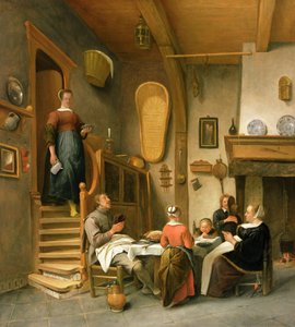 Una familia diciendo gracia de Jan Havickszoon Steen