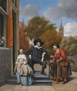 El burgués de Delft y su hija, 1655 de Jan Havickszoon Steen