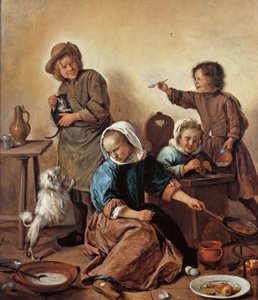 La comida de los niños, ca 1665 de Jan Havickszoon Steen