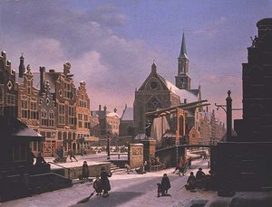Escena de ciudad en invierno