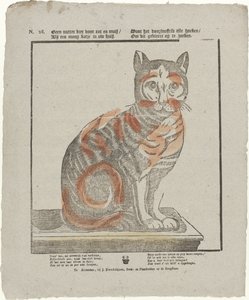 No es un animal útil para pudrirse y el ratón / Como un hermoso gatito en tu casa. / Porque husmea por todos los rincones / para buscar a esta bestia (título sobre objeto) de Jan Hendriksen