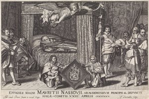 Paradebed van Prins Maurits, 1625 Retrato del gran Maurice Nassouius, príncipe de Orange &c. el difunto, el vigésimo tercer conde de La Haya. Abril de 1625 (título sobre objeto) de Jan Hendriksz. Verstraelen