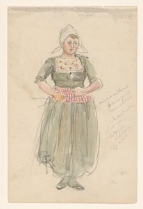 Chica de pie con disfraz de Jan Hoynck van Papendrecht
