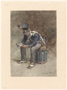 Tambor de infantería de lectura sentado