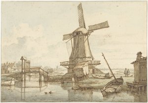 Paisaje con molino de viento de Jan Hulswit
