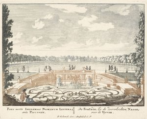 Fuente y gran estanque en los jardines del Palacio de Het Loo, 1694-97 de Jan I van Call