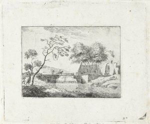 paisaje con puente y granja de Jan Izaak van Mansvelt