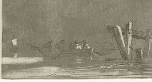 Barco de remos con figuras en un río de Jan Izaak van Mansvelt