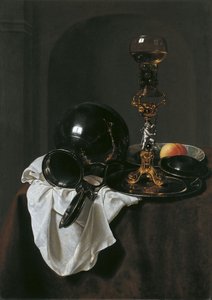 Naturaleza Muerta con copa de vino y jarra de peltre de Jan Jansz. Treck