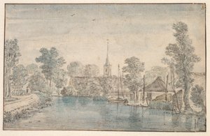 Pueblo en un río de Jan Jansz den Uyl