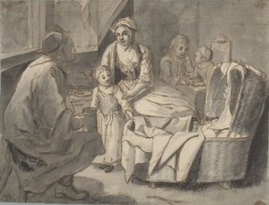 Interior con una familia con niños de Jan Josef Horemans (II) (possibly)