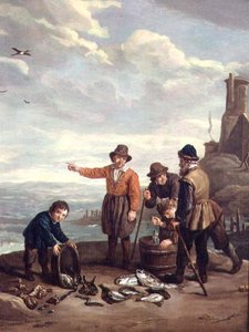 Pescadores en una playa de Jan Josef the Elder Horemans