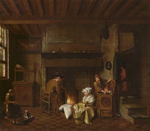 Escena interior, junto a la chimenea de Jan Josef the Elder Horemans