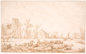 Un canal cerca de un pueblo de Jan Josefsz van Goyen