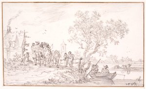 Un carro con viajeros en una posada de Jan Josefsz van Goyen
