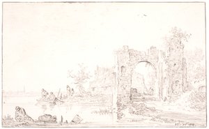 Paisaje fluvial con una ruina de Jan Josefsz van Goyen