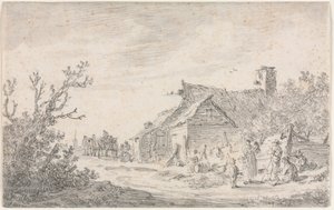 Paisaje con una Cabaña y Figuras, 1653