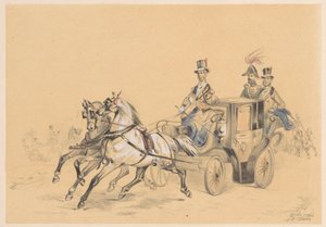 Vigilante con dos caballos enjaezados de Jan Karel Jacob de Jonge