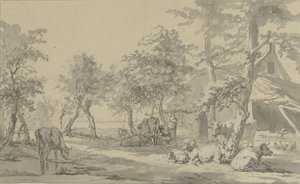 Ganado bajo los árboles cerca de una granja de Jan Kobell (I)