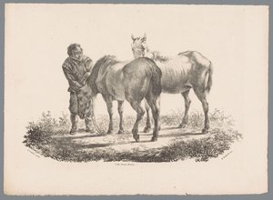 Hombre y dos caballos Beesten Studien por J. Kobell después de Paul Potter Nr. 1 (título de la serie) de Jan Kobell (III)
