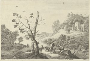Paisaje con flautista y pastor de Jan Lauwryn Krafft (I)